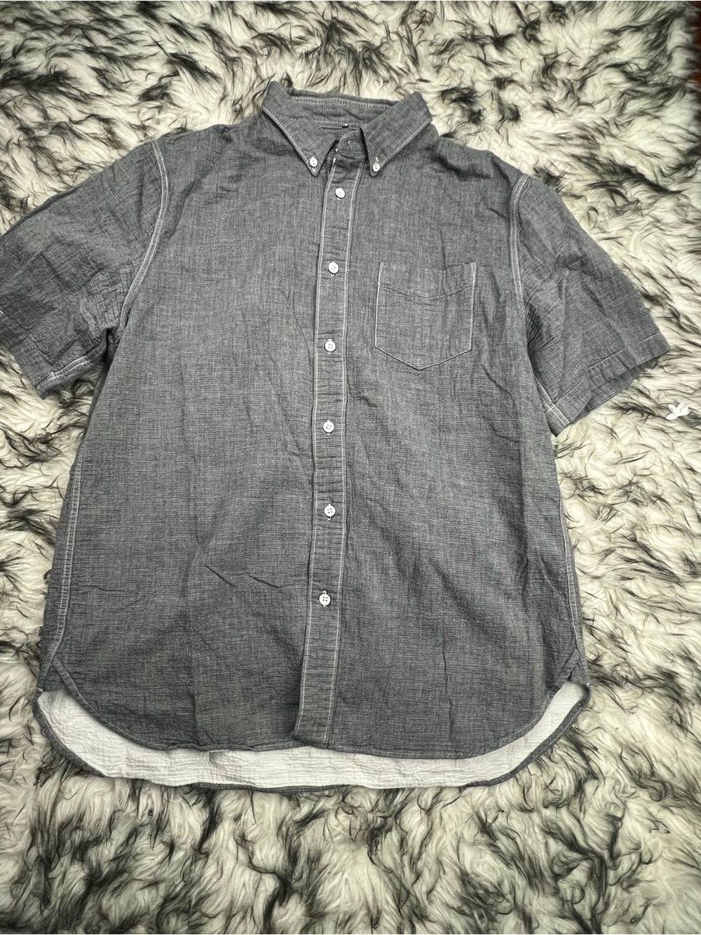 Rag & Bone Men's Short-Sleeve Button-Down Shirt - Gray size Large